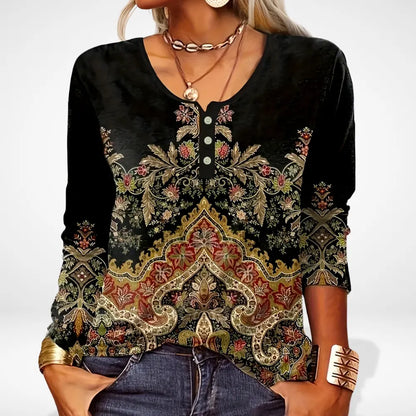 Blouse imprimée à boutons et col rond pour Femme – Thelle