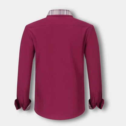 T-shirt manches longues à col et finitions carreaux pour Homme – Joni