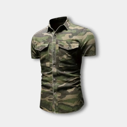 Chemise cintrée à manches courtes motif camouflage pour Homme – Delmer