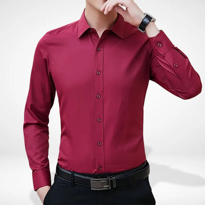 Chemise cintrée unie à col classique pour Homme – Vito