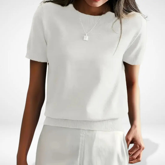 T-shirt coupe droite à col rond discret pour Women – Mitchell