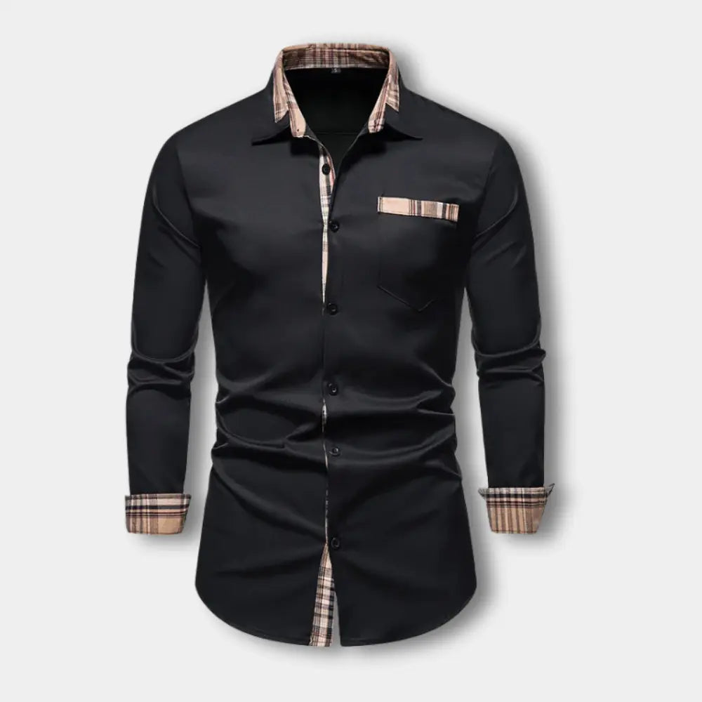T-shirt manches longues à détails à carreaux pour Homme – Toya