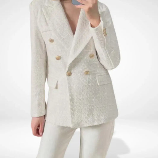 Blazer croisé à boutons dorés pour un look affirmé pour Femmes – Loraine