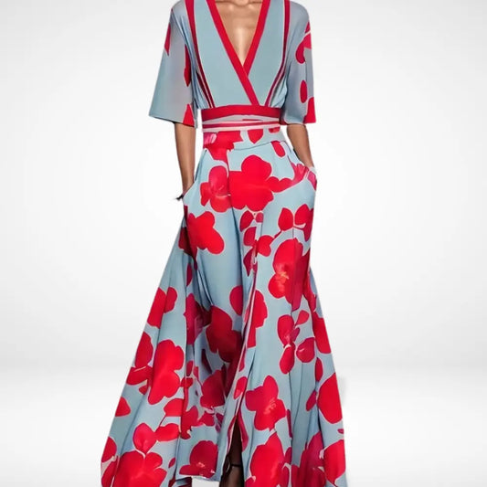 Robe maxi imprimé floral éclatant pour Femme – Rose