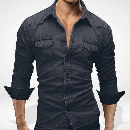 T-shirt manches longues effet denim ajusté pour Homme – Riku