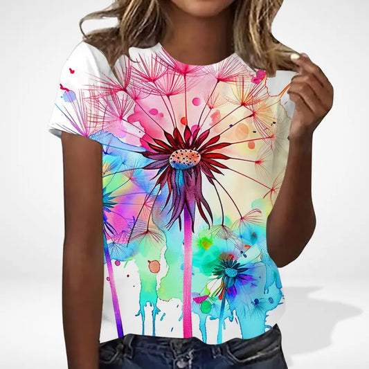 T-shirt à imprimé floral artistique pour Femme – Karlie