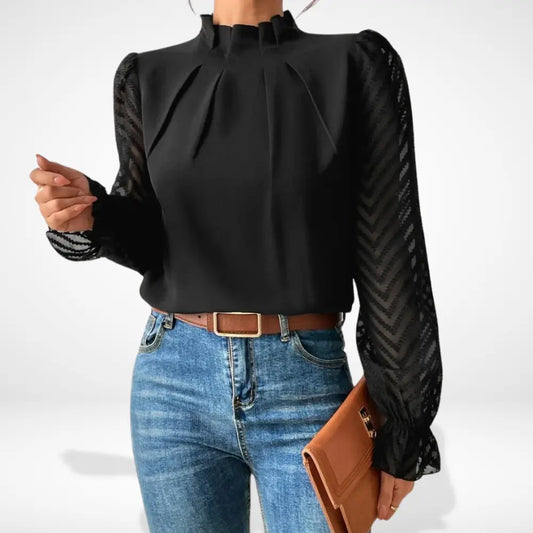 T-shirt manches longues à détails plissés pour un style raffiné – Aleksandra