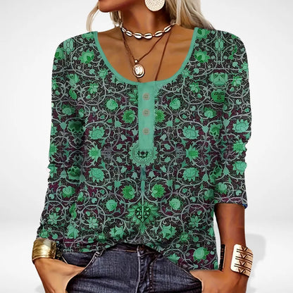 Blouse imprimée à boutons et col rond pour Femme – Thelle