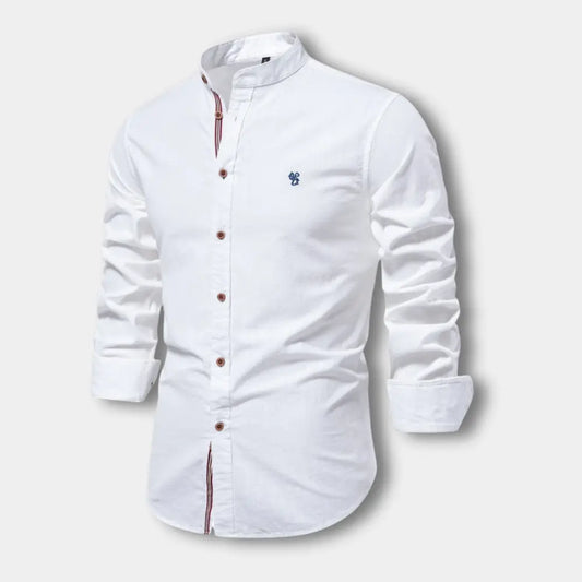 Chemise col officier à boutonnière contrastée pour Homme – Mukul