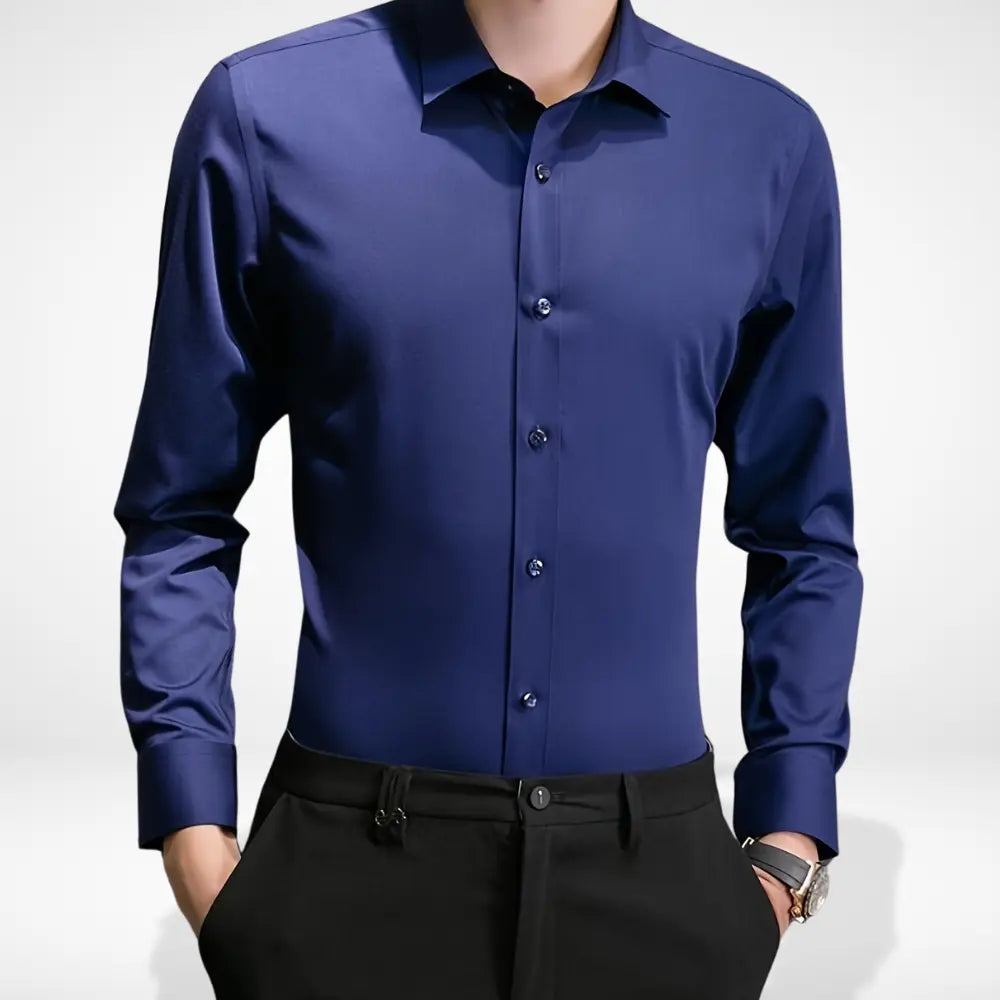 Chemise cintrée unie à col classique pour Homme – Vito