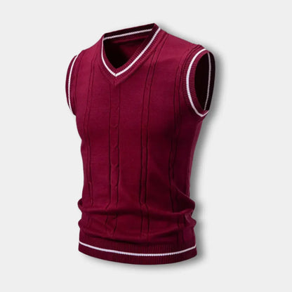 Pull sans manches à col en V côtelé pour Homme – Troy