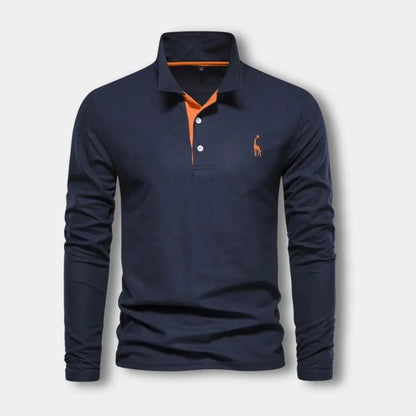 T-shirt manches longues avec col polo contrasté pour Homme – Spence