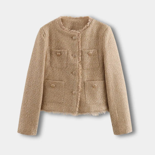 Veste mi-saison à boutons bijoux et poches plaquées pour Femme – Estelle
