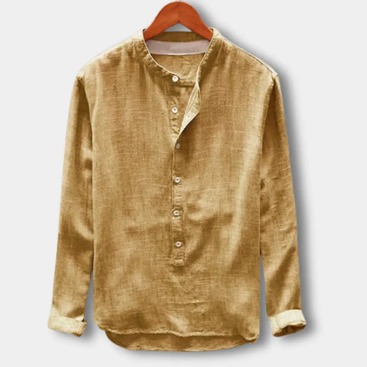 Chemise à col mao et patte boutonnée pour Homme – Cyrus
