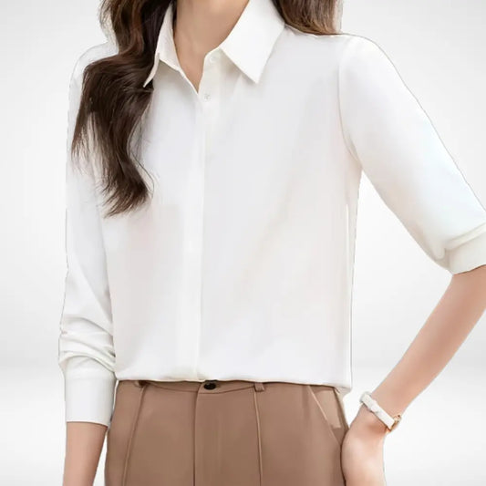 Blouse fluide à patte de boutonnage invisible pour Femme – Nanette