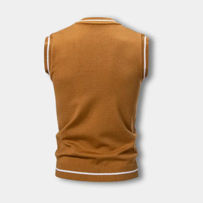 Pull sans manches à col en V côtelé pour Homme – Troy