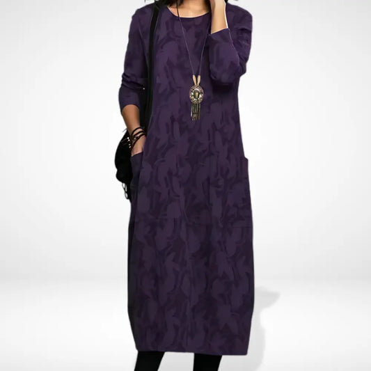 Robe midi ample à motif feuillu pour Femme – Kathryn