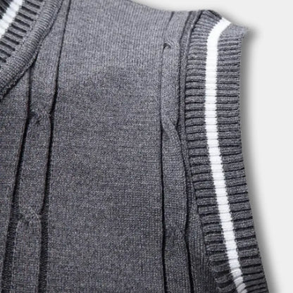 Pull sans manches à col en V côtelé pour Homme – Troy