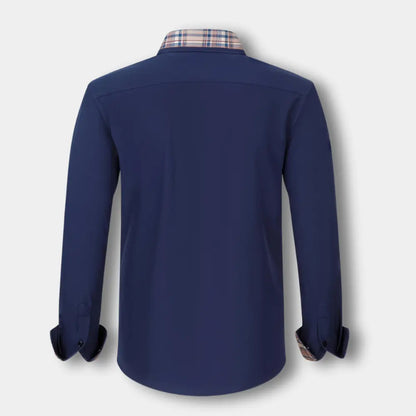 T-shirt manches longues à col et finitions carreaux pour Homme – Joni