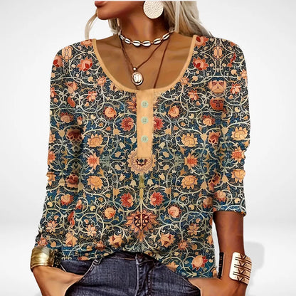 Blouse imprimée à boutons et col rond pour Femme – Thelle