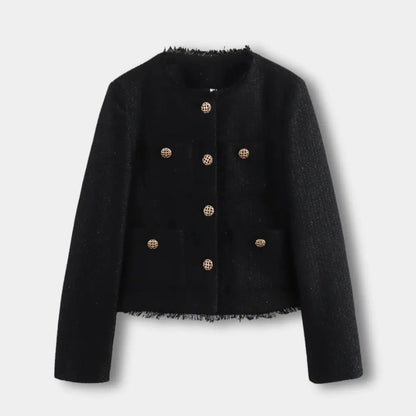 Veste mi-saison à boutons bijoux et poches plaquées pour Femme – Estelle