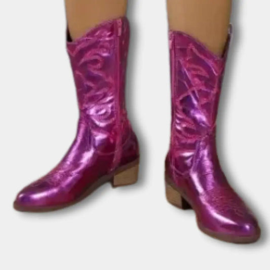 Bottes cowboy brillantes à motifs brodés pour Femme – Lynn