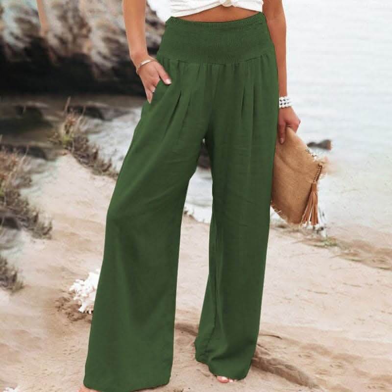 Aarthi - Pantalon Large Décontracté en Lin pour Femmes