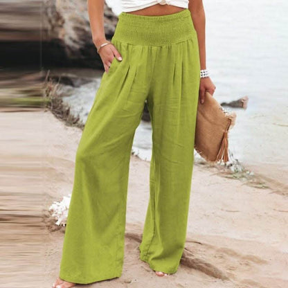 Aarthi - Pantalon Large Décontracté en Lin pour Femmes