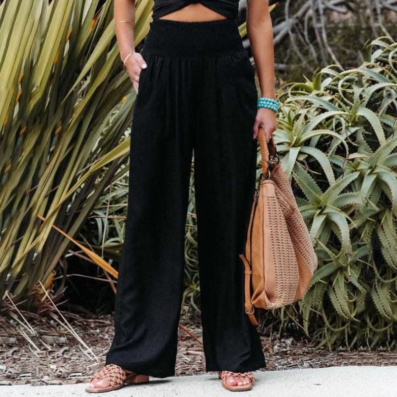 Aarthi - Pantalon Large Décontracté en Lin pour Femmes