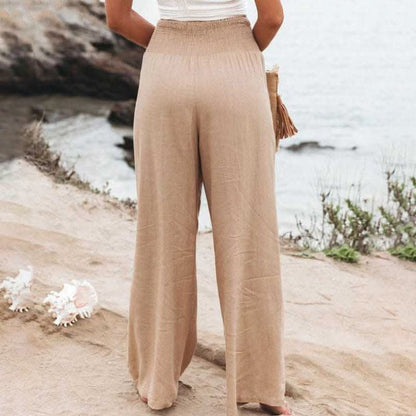 Aarthi - Pantalon Large Décontracté en Lin pour Femmes