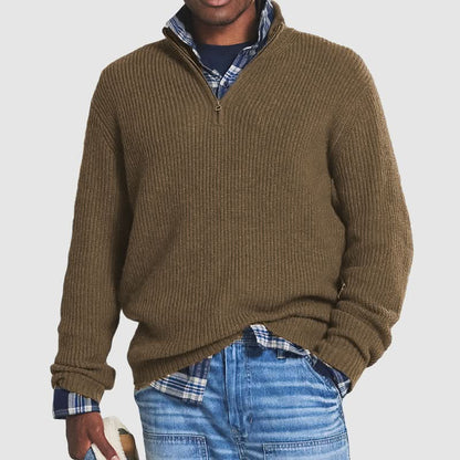 Atlas - Pull Zippé à Col Montant Décontracté pour Hommes