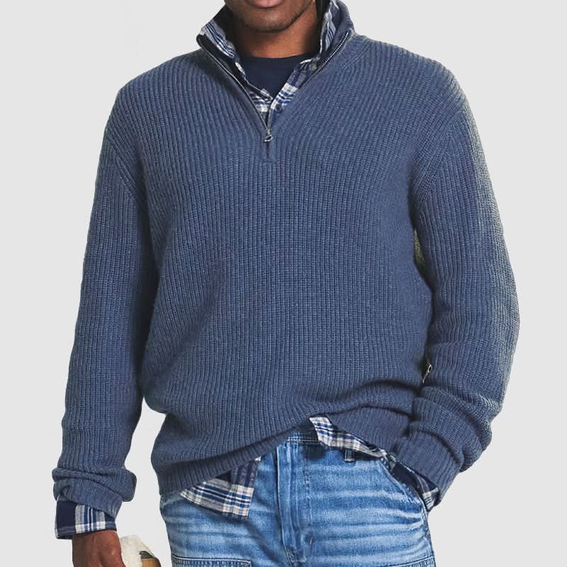 Atlas - Pull Zippé à Col Montant Décontracté pour Hommes